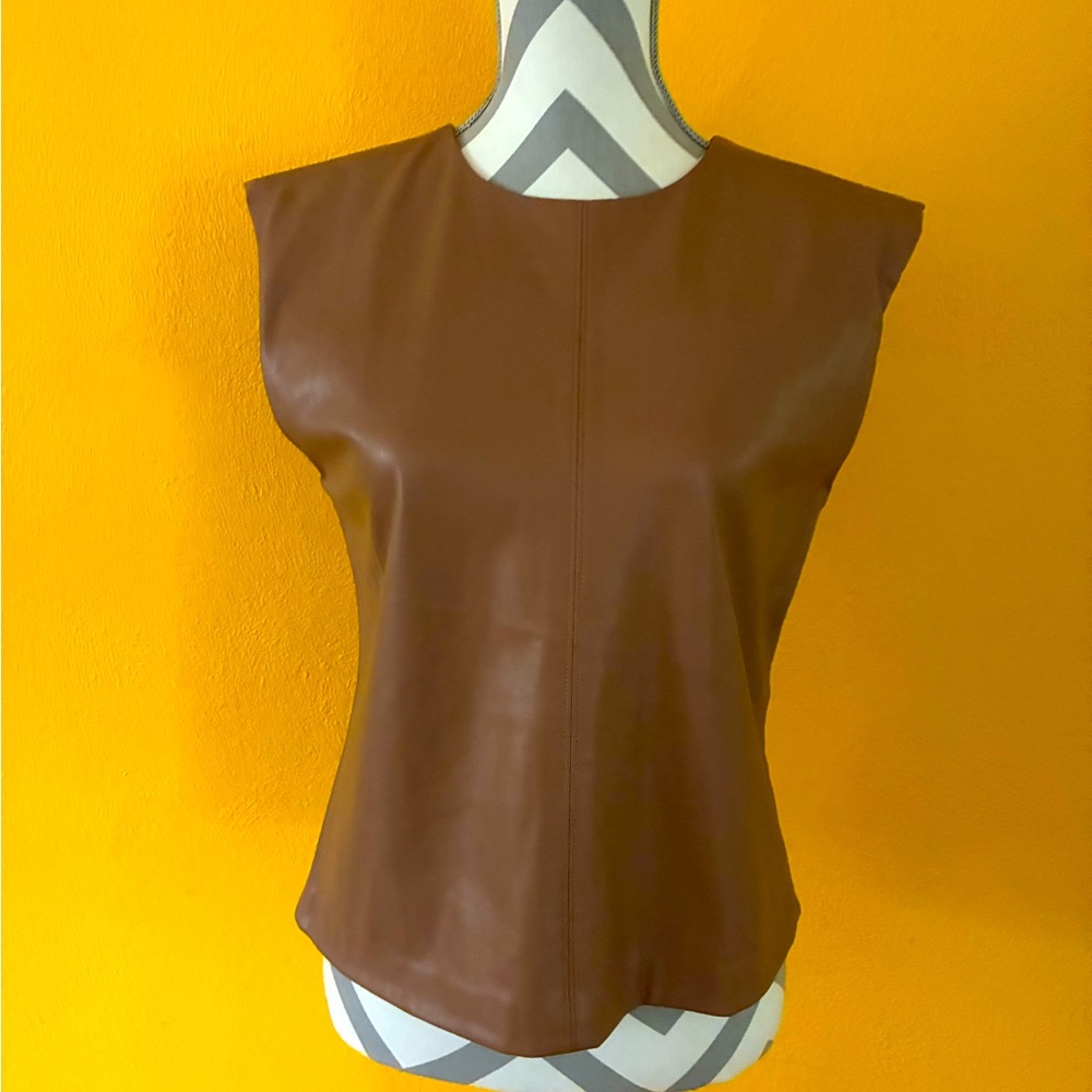 Calvin Klein XS Leather Sleeveless Top